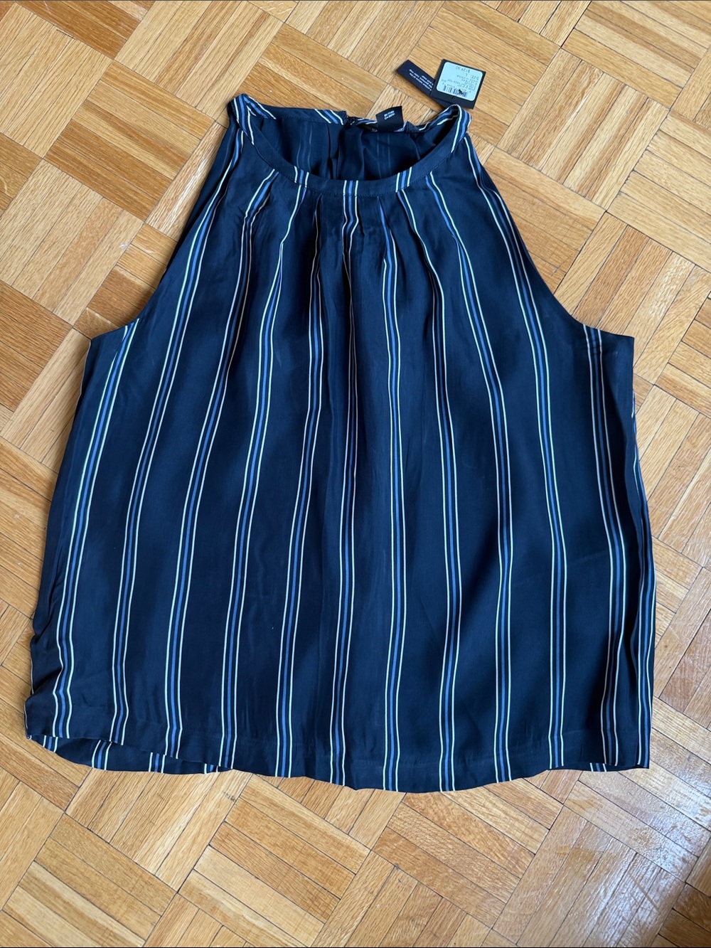 Club Monaco Navy Stripe Sleeveless Top